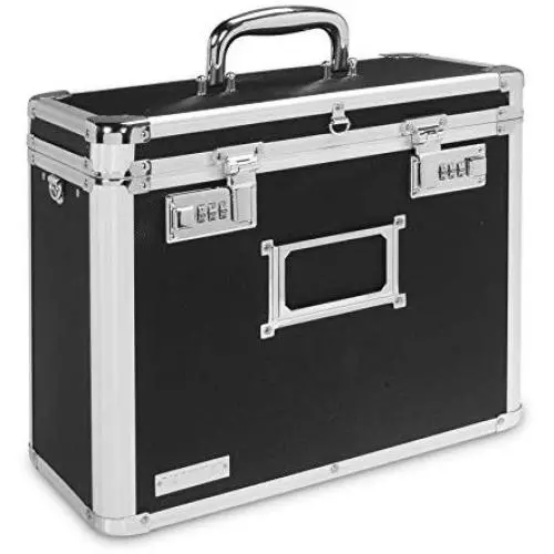 Vaultz Locking Personal File Organizer Tote Box, Letter Size, Black with Chrome (VZ00640) Vaultz Locking Personal File Organizer Tote Box, Letter Size, Black with Chrome (VZ00640)