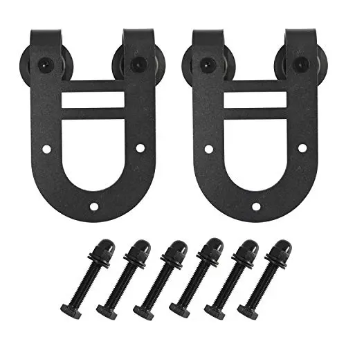 Sliding Barn Door Hardware, 2Pcs, (U Shape Hangers), Black