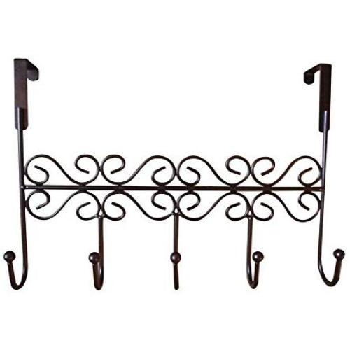 Dingang Over The Door 5 Brown Hanger Rack - Decorative Metal Hanger Holder for Home Office Use