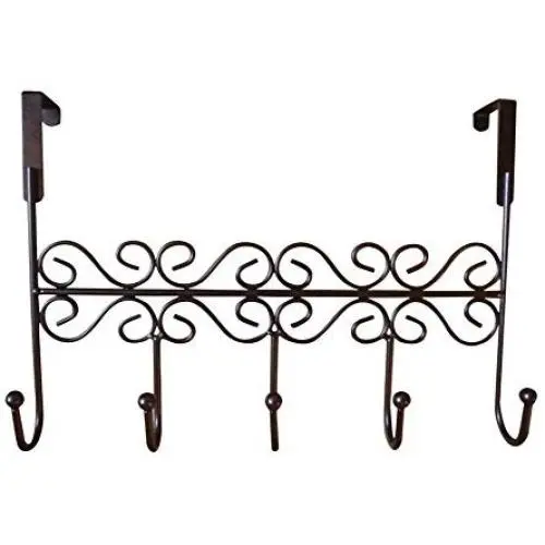 Dingang Over The Door 5 Brown Hanger Rack - Decorative Metal Hanger Holder for Home Office Use Dingang Over The Door 5 Brown Hanger Rack - Decorative Metal Hanger Holder for Home Office Use