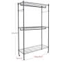 Homdox 3 Shelves Wire Shelving Clothing Rolling Rack Heavy Duty Commercial Grade Garment Rack with Wheels and Side Hooks (One Pair Hook and Two Hanging Rods Gray)
