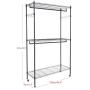 Homdox 3 Shelves Wire Shelving Clothing Rolling Rack Heavy Duty Commercial Grade Garment Rack with Wheels and Side Hooks (One Pair Hook and Two Hanging Rods Gray)