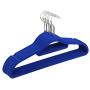 Pack of 10 Random Color Non-Slip Ultra-Thin 360 Degree Swivel Flocked Adult Clothes Hangers Decoration with Tie Bar, Notched Shoulders