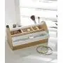 Umbra Toto Storage Boxes (Long), Perfect for Organizing Makeup, Brushes, Jewelry, Stationery, and More, Birch Wood Metal Finish, Natural/White