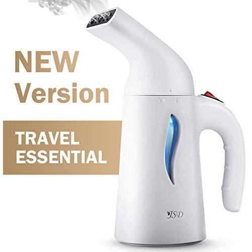 JSD Steamer for Clothes, 7 in 1 Powerful Handheld Fabric Steamer, 150ml Garment Steamer Perfect for Home and Travel, Travel Pouch Included [Yellow Hanger]