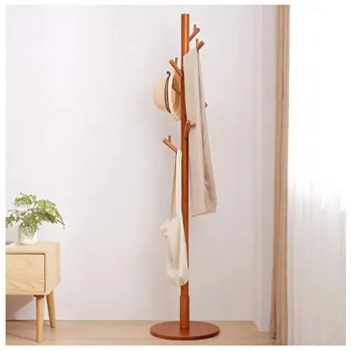 Y.H.Valuable Coat Racks Coat Stand Clothes Rack High-Grade Wooden Tree Coat Rack Stand, Free Standing Hallway Coat Hanger Hat Stand, for Handbag, Clothes Entryway Furniture (Color : Natural)