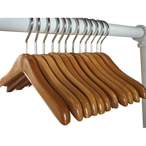 NAHANCO MINI812 Deluxe Flat Wooden Pet, Doll Clothes, Accessory, Jewelry Hanger with Chrome Hook Ball end, 8", Natural (Pack of 12)