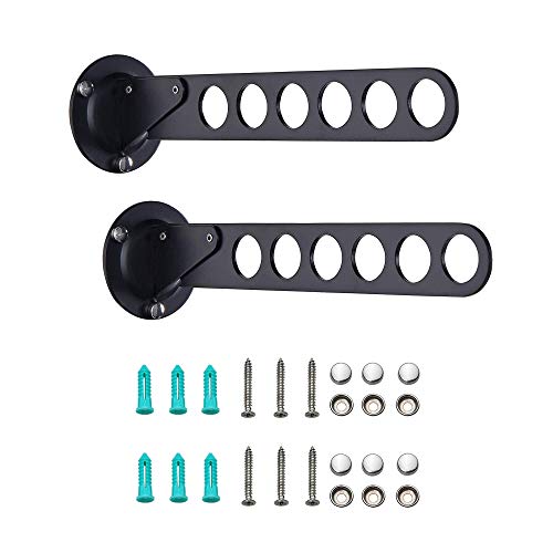 Wall Mounted Clothes Hanger Black Wall Mount Clothes Hanger Laundry Hangers Wall Mount Metal Closet Hooks with Swing Arm Set of 2