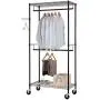 Finnhomy Heavy Duty Rolling Garment Rack Clothes Rack with Double Hanger Rods and Shelves, Portable Closet Organizer with Wheels, 1″ Diameter Thicken Steel Tube Hold Up to 300Lbs, Black Finnhomy Heavy Duty Rolling Garment Rack Clothes Rack with Double Hanger Rods and Shelves, Portable Closet Organizer with Wheels, 1″ Diameter Thicken Steel Tube Hold Up to 300Lbs, Black