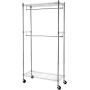 AmazonBasics Double Hanging Rod Garment Rolling Closet Organizer Rack, Chrome