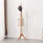 Simple Coat Rack Floor-Standing Hanger Multifunctional Wood Clothes Rack (Color : Primary Color)