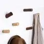 HOUTBY Pack of 4 Elegant Wood Grain Coat Hook Modern Decorative Wall Mounted Clothes Hanger Hat Holder Organizer, 6cm/Black Walnut