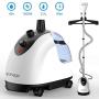 Cirago LS-609C Professional Heavy Duty Hanging Clothes Steamer,2.2 L(74OZ) 80min of Continuous, 2 Level Steam Adjustment, with Fabric Brush/Garment Hanger/Anti-scalding, 2.2L, White/Black