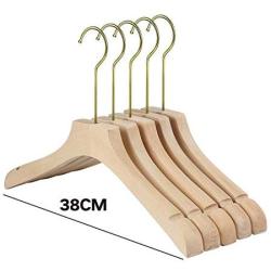 SAASNY Suit Hangers,High Grade Wooden Clothes Hangers 38 X 3 X 29 cm Set of 10 with Natural Wood Color Fine Polished and 2 Grooves and Non-Slip Durable,Ideal for Home and Shops