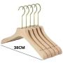 SAASNY Suit Hangers,High Grade Wooden Clothes Hangers 38 X 3 X 29 cm Set of 10 with Natural Wood Color Fine Polished and 2 Grooves and Non-Slip Durable,Ideal for Home and Shops
