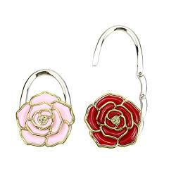 Pomeat 2Pcs Foldable Handbag Hook, Flower Handbag Folding Purse Holder Hangers Hooks Foldable Table Hook Holder