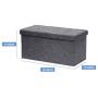 Otto & Ben [2pc Set] Folding Toy Boxes Chest with SMART LIFT Top, Linen Fabric Ottomans Bench Foot Rest for Bedroom, Dark Grey