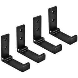 Pack of 4, Foldable Wall Mount Hanging Hooks, Aluminum Cloth Hanger, Headset Wall Hanger, Aluminum Wallmount Hook, Hold Up to 20kg with Screws (Black)