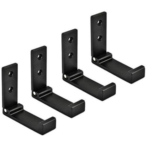 Pack of 4, Foldable Wall Mount Hanging Hooks, Aluminum Cloth Hanger, Headset Wall Hanger, Aluminum Wallmount Hook, Hold Up to 20kg with Screws (Black) Pack of 4, Foldable Wall Mount Hanging Hooks, Aluminum Cloth Hanger, Headset Wall Hanger, Aluminum Wallmount Hook, Hold Up to 20kg with Screws (Black)