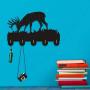 LXH Sika Deer Silihouette Wooden Hanger Christmas Unique Gift Clothes Hat Key Hook/Coat Rack/Wall Hook Modern Home Decoration Wall Stickers Kitchen Bathroom Towel Hook,Black