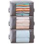 Foldable Storage Bag Organizers, Waterproof Anti-Mold Moisture Proof Clothes Storage Container Zipper Bag with Clear Window Carry Handles for Blanket Comforter Bedding, Closet Storage Boxes (3 Packs)