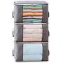 Foldable Storage Bag Organizers, Waterproof Anti-Mold Moisture Proof Clothes Storage Container Zipper Bag with Clear Window Carry Handles for Blanket Comforter Bedding, Closet Storage Boxes (3 Packs) Foldable Storage Bag Organizers, Waterproof Anti-Mold Moisture Proof Clothes Storage Container Zipper Bag with Clear Window Carry Handles for Blanket Comforter Bedding, Closet Storage Boxes (3 Packs)
