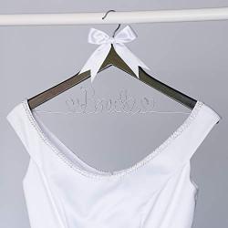 Ella Celebration Bride to Be Wedding Dress Hanger Wooden and Wire Hangers for Gown (Black with Silver Wire)