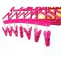 QKKstore 10 in 1 Multifunctional Hook Clothes Hanger Adjustable Anti Slip for Baby Windproof Home with Clips Storage Foldable Drying Rack,Yellow Pink,CH