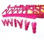 QKKstore 10 in 1 Multifunctional Hook Clothes Hanger Adjustable Anti Slip for Baby Windproof Home with Clips Storage Foldable Drying Rack,Yellow Pink,CH