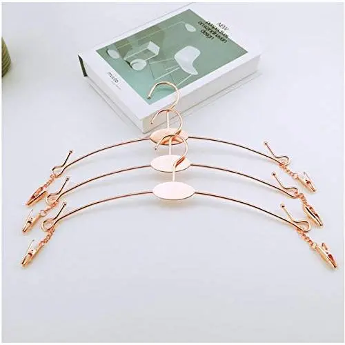 10pcs Rose Gold Metal Clothes Hanger with Clothespins Clip, Bra Underwear Lingerie Panties Drying Rack Hanger Hook Decoration 10pcs Rose Gold Metal Clothes Hanger with Clothespins Clip, Bra Underwear Lingerie Panties Drying Rack Hanger Hook Decoration