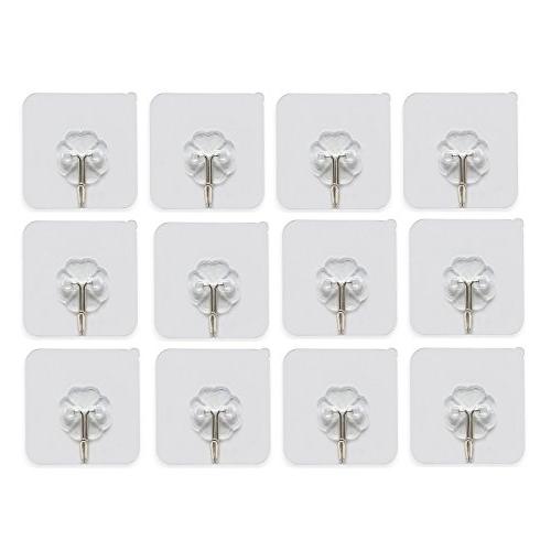 Wall Hooks Self Adhesive Wall Hanging Hooks Stick On Hooks Ceiling Hanger Damage Free Hanging, Reusable Waterproof OilProof for Home, Bathroom, Kitchen, Refrigerator Door, Keys, Bags (Clear, 12 Pack) Wall Hooks Self Adhesive Wall Hanging Hooks Stick On Hooks Ceiling Hanger Damage Free Hanging, Reusable Waterproof OilProof for Home, Bathroom, Kitchen, Refrigerator Door, Keys, Bags (Clear, 12 Pack)