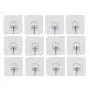 Wall Hooks Self Adhesive Wall Hanging Hooks Stick On Hooks Ceiling Hanger Damage Free Hanging, Reusable Waterproof OilProof for Home, Bathroom, Kitchen, Refrigerator Door, Keys, Bags (Clear, 12 Pack)