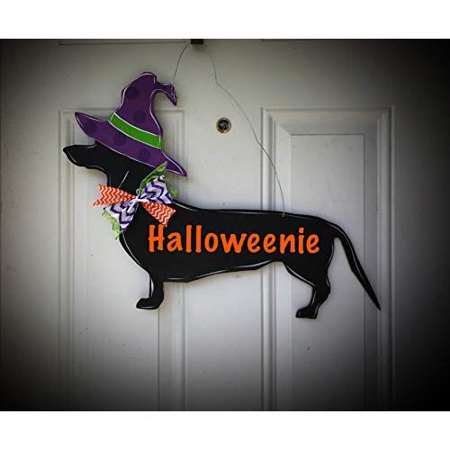 Halloween door hanger Halloweenie dachshound wreath Halloween door hanger Halloweenie dachshound wreath