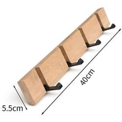 jiulonerst -Coat Rack,Nailless Folding Coat Hook Hat Clothes Rack Hanger,Bamboo Color 4 Hooks