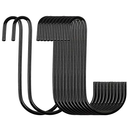 HongWay 18 Pack Heavy Duty S Hooks Black S Shaped Hooks Hanging Hangers Hooks for Pan, Pot, Coat, Bag, Plants Kitchen, Bathroom, Bedroom and Office(18 Pack/S Hook/Black/4'') HongWay 18 Pack Heavy Duty S Hooks Black S Shaped Hooks Hanging Hangers Hooks for Pan, Pot, Coat, Bag, Plants Kitchen, Bathroom, Bedroom and Office(18 Pack/S Hook/Black/4'')