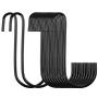 HongWay 18 Pack Heavy Duty S Hooks Black S Shaped Hooks Hanging Hangers Hooks for Pan, Pot, Coat, Bag, Plants Kitchen, Bathroom, Bedroom and Office(18 Pack/S Hook/Black/4'')