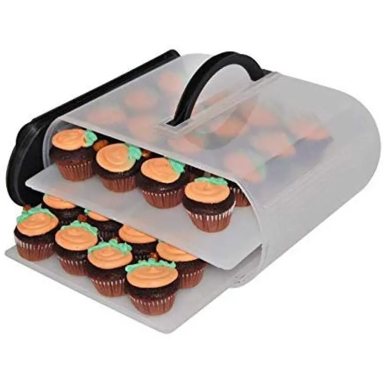 Cookie and Cake Carrier Container with Handle and Lid 4 Trays Cupcake  Storage Transport Holder Box 2 Devil Eggs Trays Included