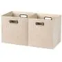 Foldable Storage Bins with Dual Metallic Handles[2-Pack], Storage Boxes Cubes, Container Organizer Baskets, Fabric Drawers for Clothes, Thick Cloth with Shimmer, 11×11×11, Creamy White