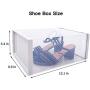 WAYTRIM Foldable Shoe Box, Stackable Clear Shoe Storage Boxes - Storage Bins Shoe Container Organizer, 12 Pack - White