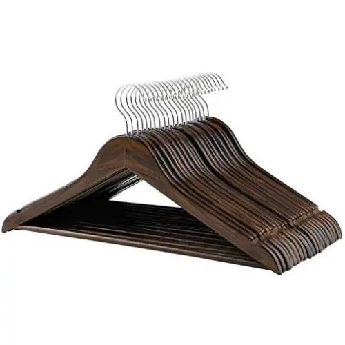 SONGMICS Clothes Hangers, 20 Pack, Solid Wood Hangers with 360 Degree Swivel Hook, Shoulder Notch, Non-Slip, Dark Walnut Color UCRW02V20 SONGMICS Clothes Hangers, 20 Pack, Solid Wood Hangers with 360 Degree Swivel Hook, Shoulder Notch, Non-Slip, Dark Walnut Color UCRW02V20
