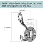 uxcell Dual Wall Hooks Zinc Alloy Rack Wall Mounted Clothes Hanger Storage w Screws Plating Finish, Silver Tone