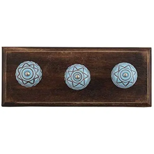 Indianshelf Handmade 1 Artistic Vintage Brown Wooden Pattern Etched Clothes Hooks Hangers/Key Hooks for Purse Indianshelf Handmade 1 Artistic Vintage Brown Wooden Pattern Etched Clothes Hooks Hangers/Key Hooks for Purse