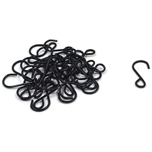 Tulead 30PCS S-Hooks Small Metal Hooks 1.6'' Outdoor Black Hooks for Bedroom,Bathroom,Kitchen,Office