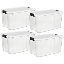 STERILITE 19889804 70 Quart/66 Liter Ultra Boxes Clear with a White Lid and Black Latches,