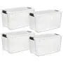 STERILITE 19889804 70 Quart/66 Liter Ultra Boxes Clear with a White Lid and Black Latches, STERILITE 19889804 70 Quart/66 Liter Ultra Boxes Clear with a White Lid and Black Latches,