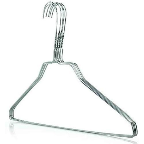HANGERWORLD 20 Strong Extra Wide 18.11 inch Metal 13 Gauge Silver Galvanised Wire Clothes Garment Pants Bar Coat Hangers.