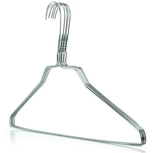 HANGERWORLD 20 Strong Extra Wide 18.11 inch Metal 13 Gauge Silver Galvanised Wire Clothes Garment Pants Bar Coat Hangers.
