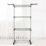 Bigzzia Clothes Drying Rack, 3-Tier Collapsible, Rolling, Stainless Laundry Dryer Hanger with Casters for Indoor (Gray)