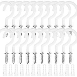 Paxcoo Ceiling Hooks, 25Pcs Cup Screw Hook Holders for Hanging, Screw in Mug Hooks with 25 Pcs Plastic Drywall Anchors for Plant Hangers and Cups