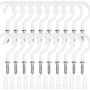 Paxcoo Ceiling Hooks, 25Pcs Cup Screw Hook Holders for Hanging, Screw in Mug Hooks with 25 Pcs Plastic Drywall Anchors for Plant Hangers and Cups